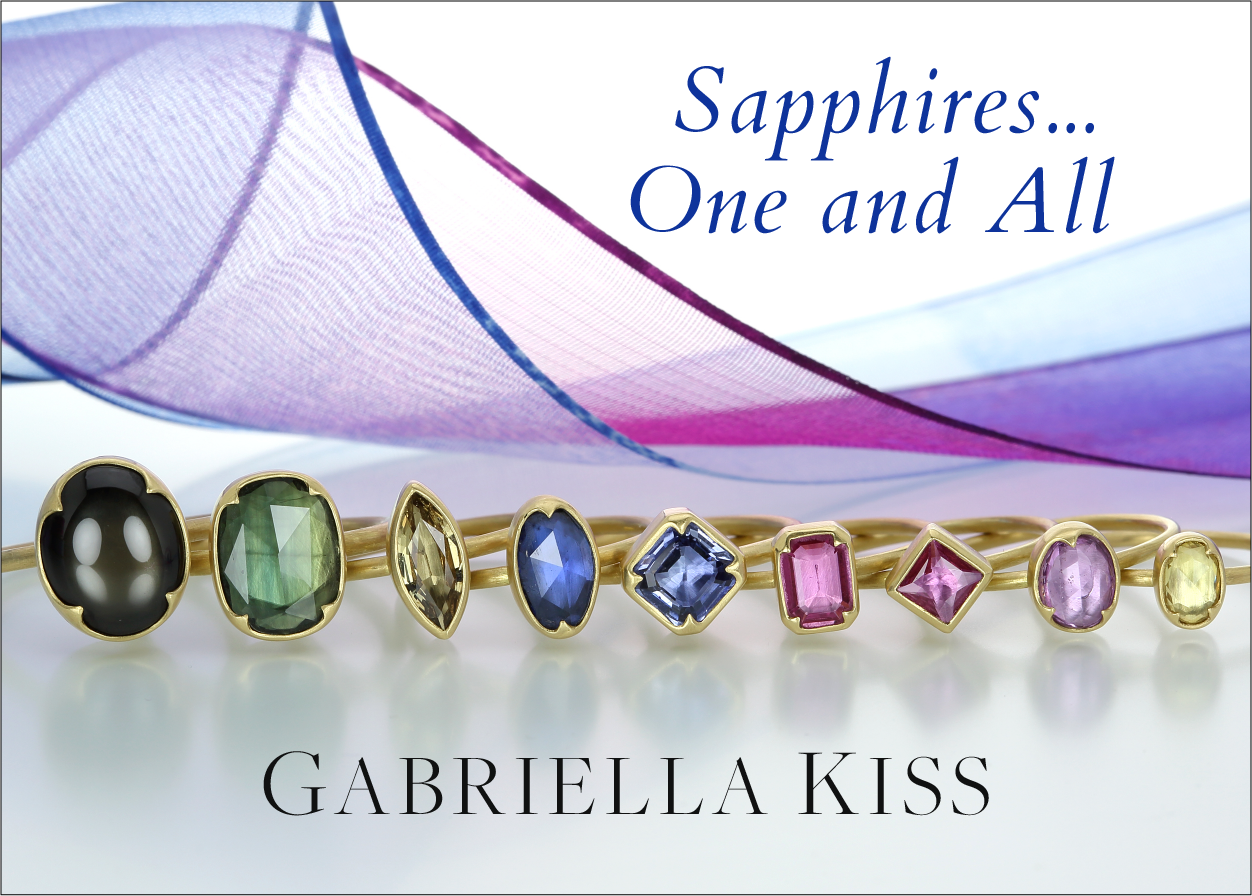 gabriella kiss jewelry, gabriella kiss rings, sapphire jewelry, sapphire rings, sapphire earrings, sapphire necklaces, pink sapphires, yellow sapphires, green sapphires, sapphire stacking rings, colorful sapphire rings