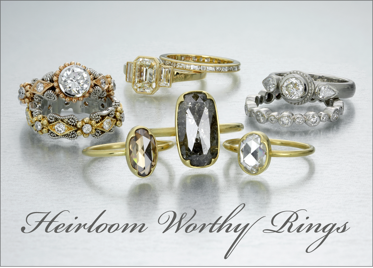 gabriella kiss rings, barbara heinrich rings, single stone rings, nathan levy rings, engagement rings, unique diamond rings, unusual diamond rings, 18k yellow gold rings