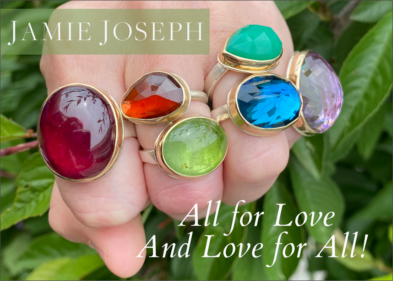 rainbow, color, pride jewelry, jamie joseph jewelry, jamie joseph rings, ruby ring, topaz ring, peridot ring, garnet ring, amethyst ring, chrysoprase ring, gemstone rings