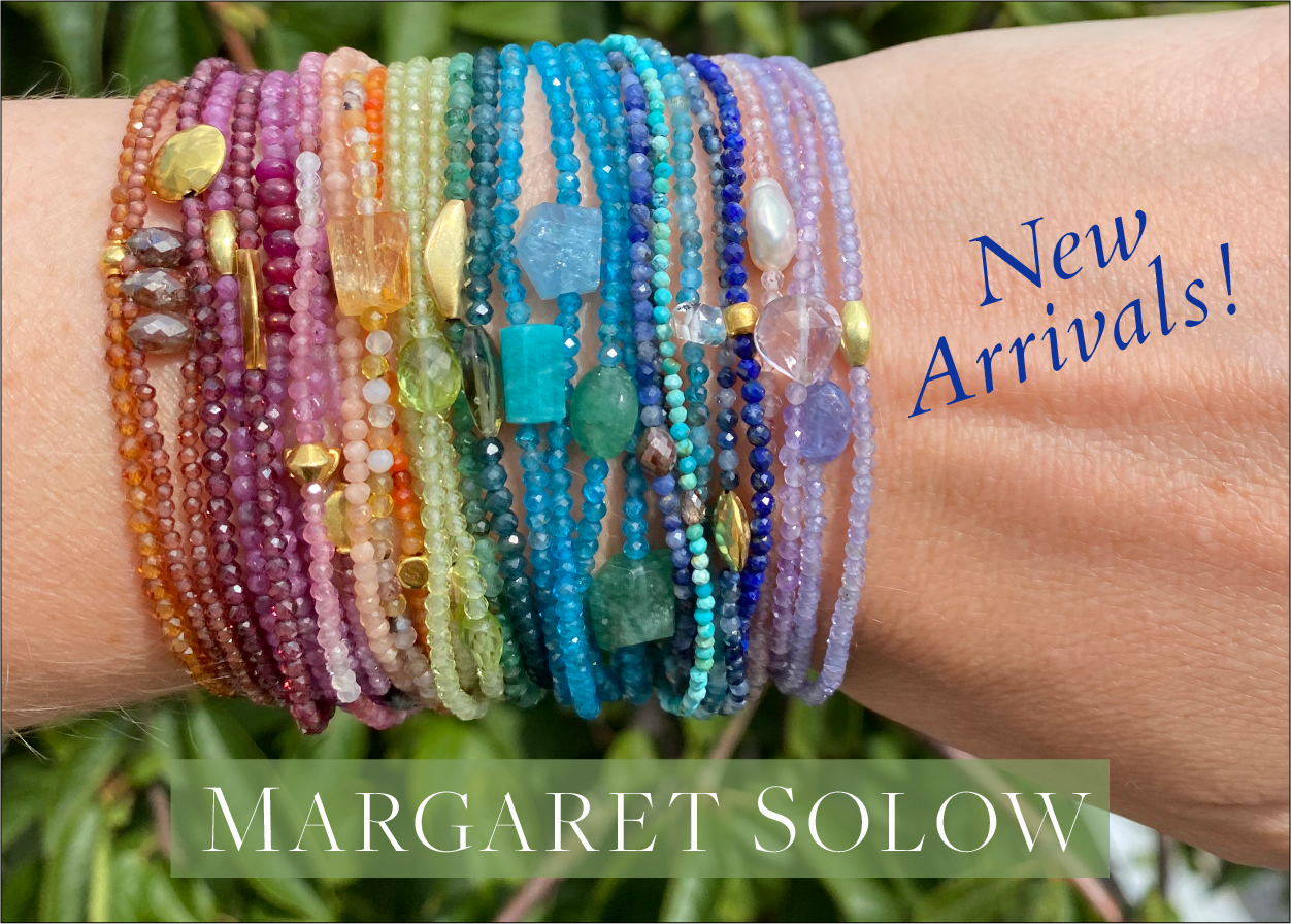 margaret solow jewelry, margaret solow bracelets, gemstone bracelets, gemstone necklaces, gemstone pendants, stacking bracelets, layering necklaces, ruby bracelet, tanzanite bracelet, beaded bracelets