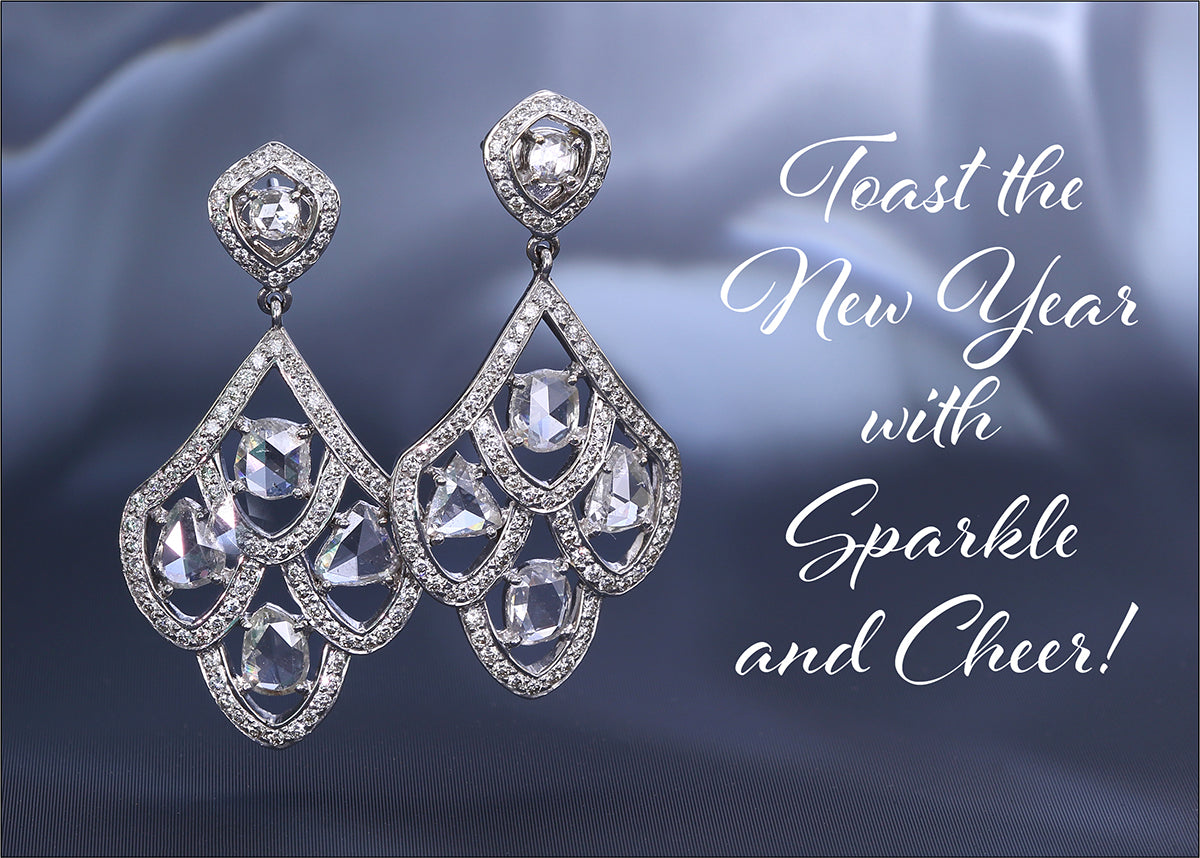 sethi couture jewelry, new years eve jewelry, diamond earrings, dramatic drop earrings, rose cut diamond earrings, diamond bracelets, white topaz earrings
