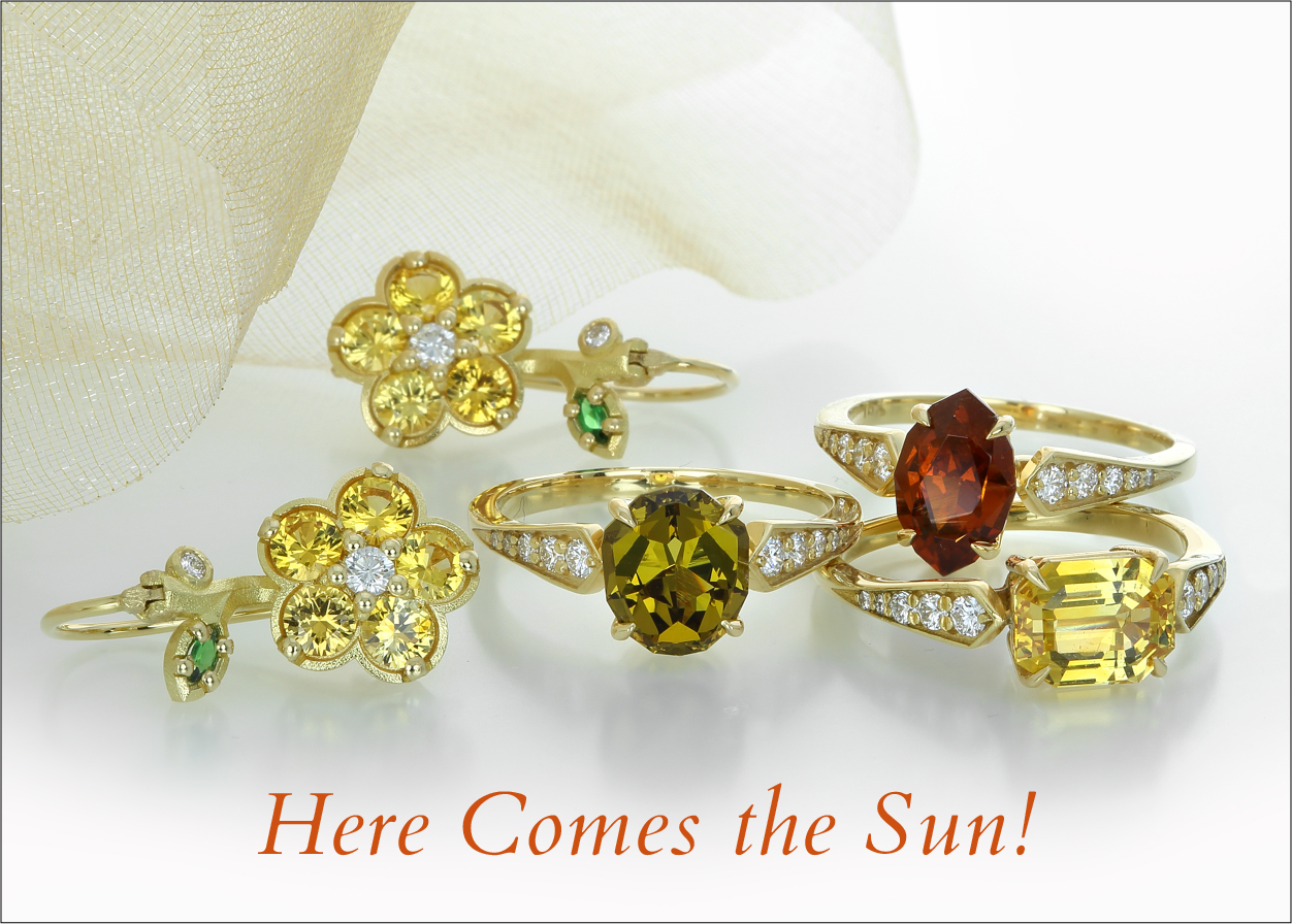 garnet jewelry, yellow sapphire jewelry, gemstone rings, garnet rings, sapphire rings, sapphire earrings, warm toned jewelry, paul morelli jewelry, alexis kletjian jewelry, fine jewelry boston, designer jewelry boston