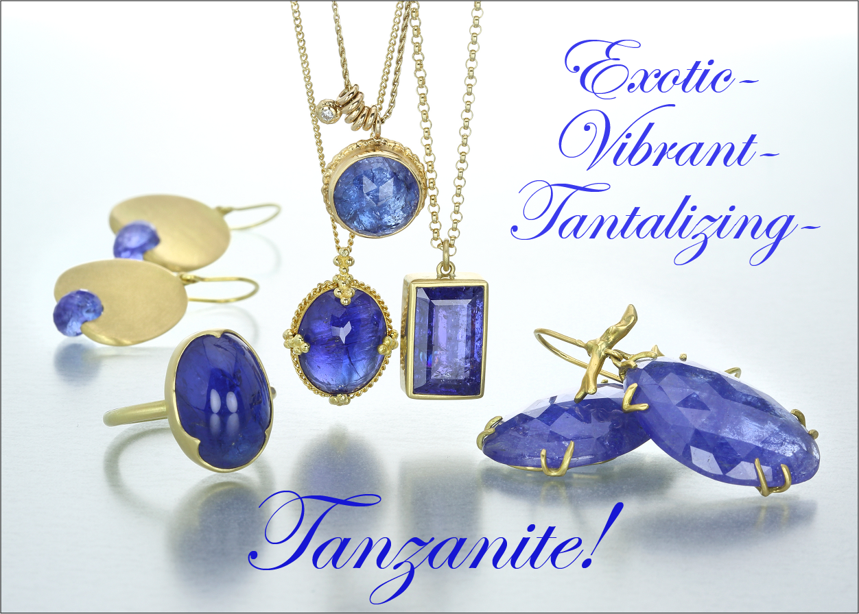 tanzanite jewelry, tanzanite earrings, tanzanite necklaces, tanzanite rings, tanzanite pendants, 18k yellow gold tanzanite jewelry, gabriella kiss jewelry, annette ferdinandsen jewelry, amali jewelry, mallary marks jewelry, jamie joseph jewelry