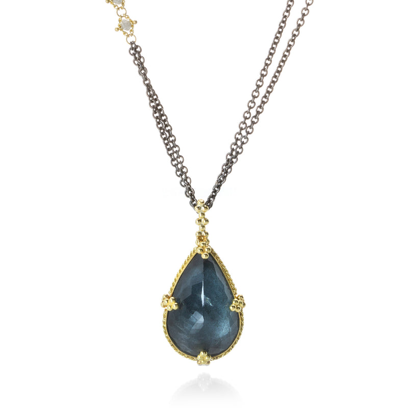 Amali Moss Aquamarine and Silver Diamond Necklace | Quadrum Gallery