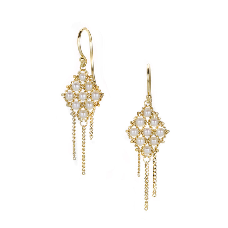 Amali 18k Small Pearl Textile Earrings | Quadrum Gallery