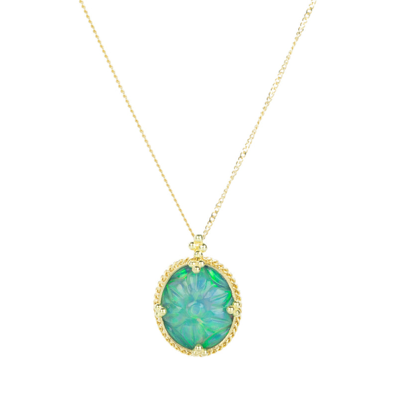 Amali Carved Flower Ethiopian Opal Pendant Necklace | Quadrum Gallery