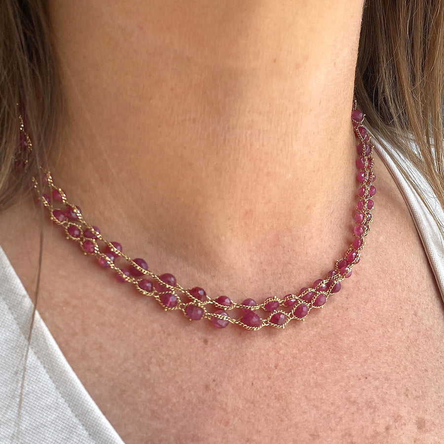 Amali Pink Spinel Woven Necklace | Quadrum Gallery