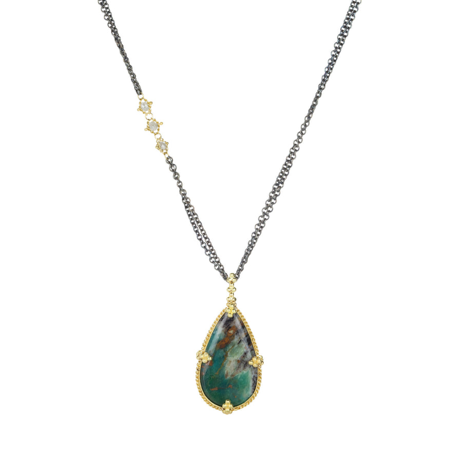 Amali Teardrop Petrified Wood and Opal Pendant Necklace | Quadrum Gallery