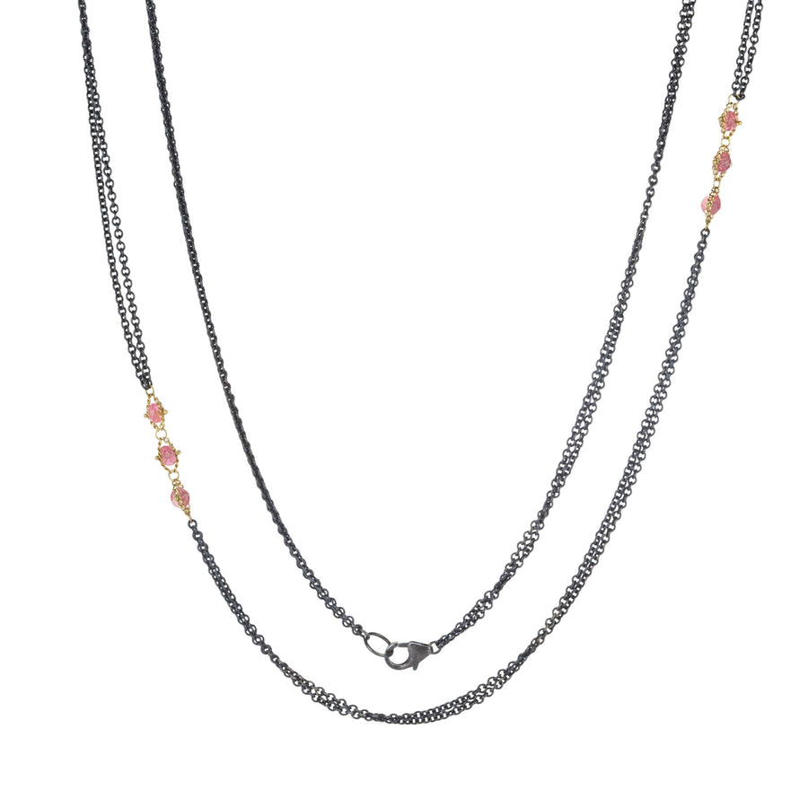 Amali Pink Spinel Triple Textile Station Necklace | Quadrum Gallery