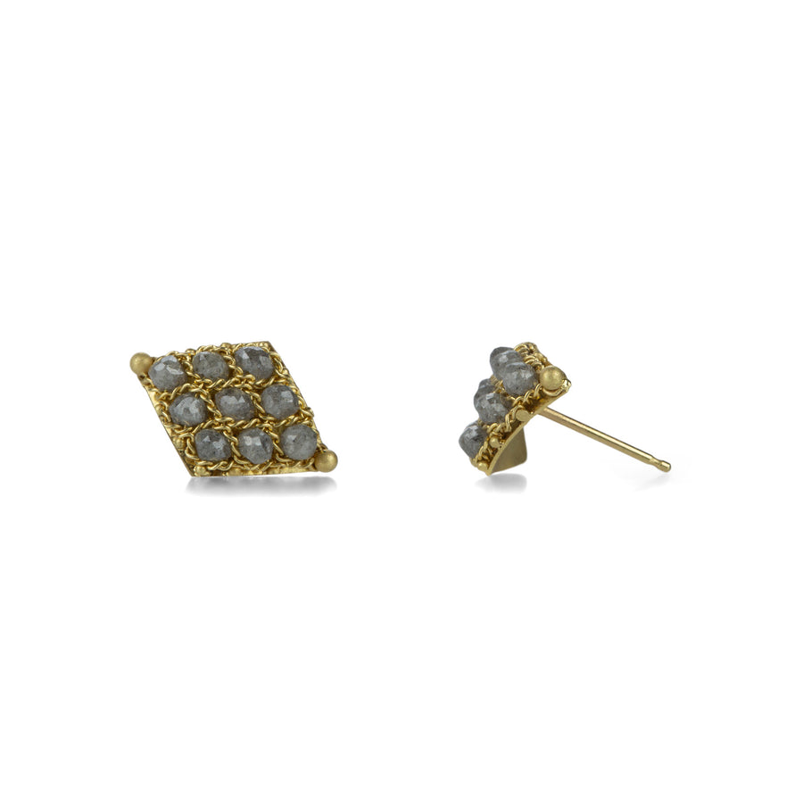 Amali 18k Gray Diamond Textile Studs | Quadrum Gallery