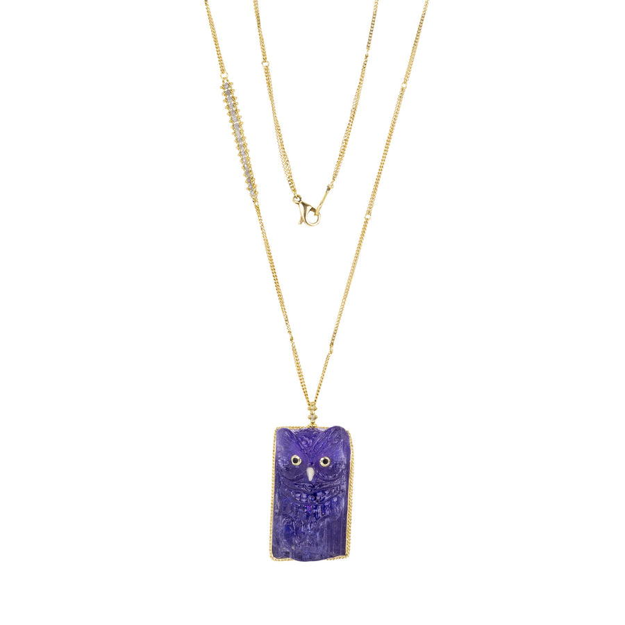 Amali Carved Tanzanite Owl Necklace | Quadrum Gallery