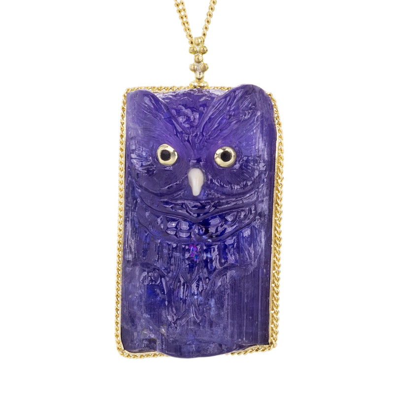 Amali Carved Tanzanite Owl Necklace | Quadrum Gallery