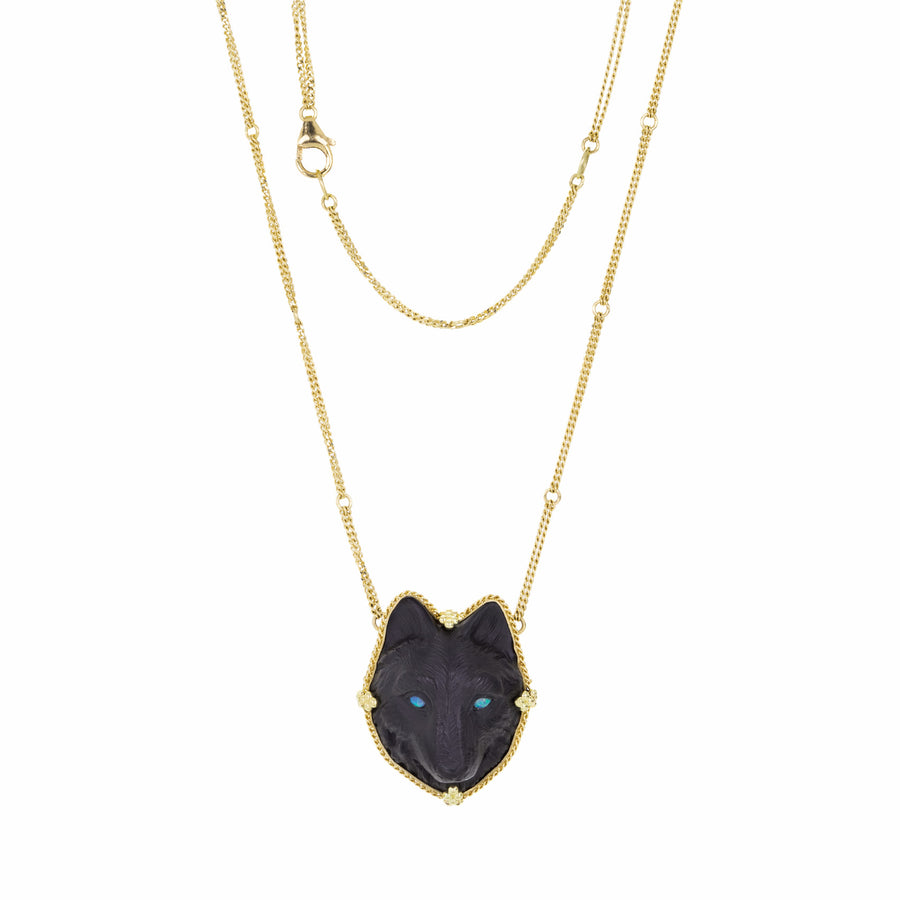 Amali Carved Onyx Wolf Necklace  | Quadrum Gallery