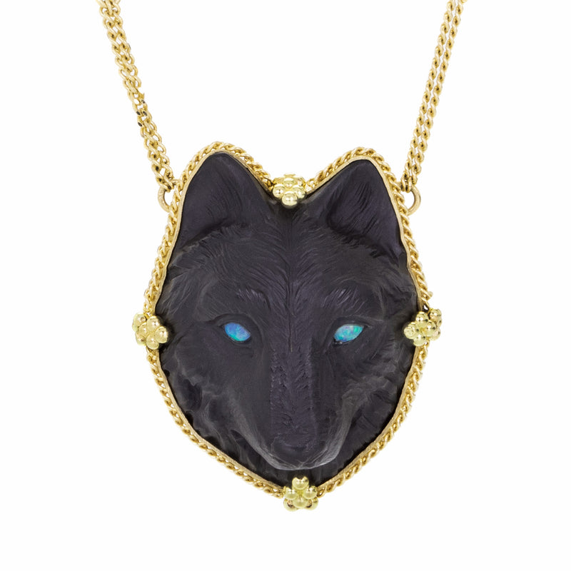 Amali Carved Onyx Wolf Necklace  | Quadrum Gallery