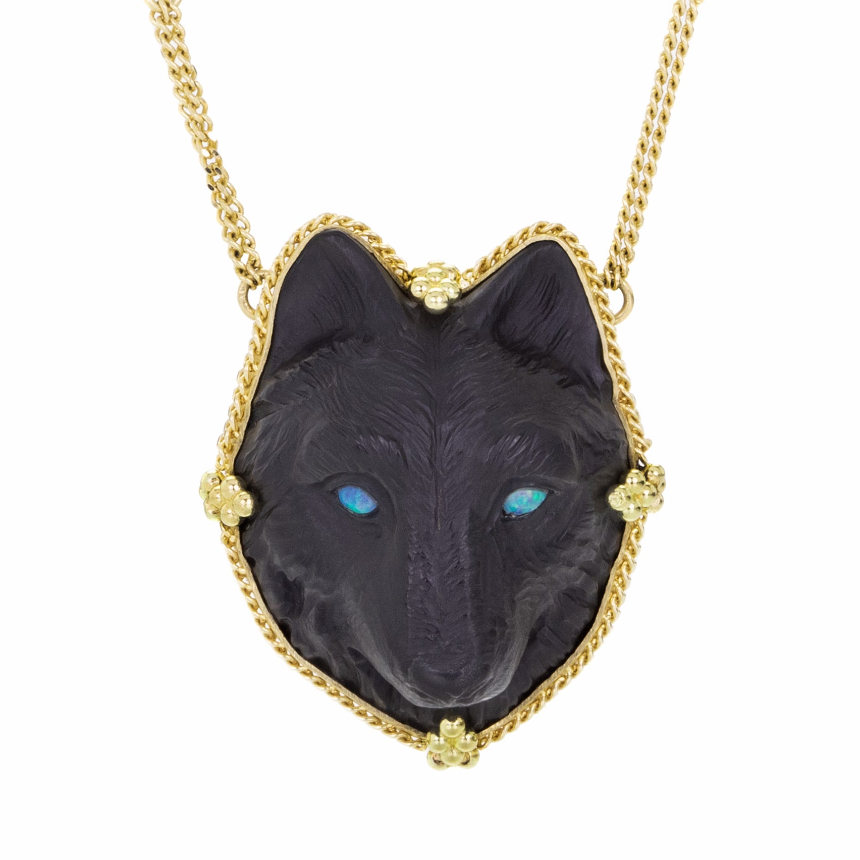 Amali Carved Onyx Wolf Necklace  | Quadrum Gallery