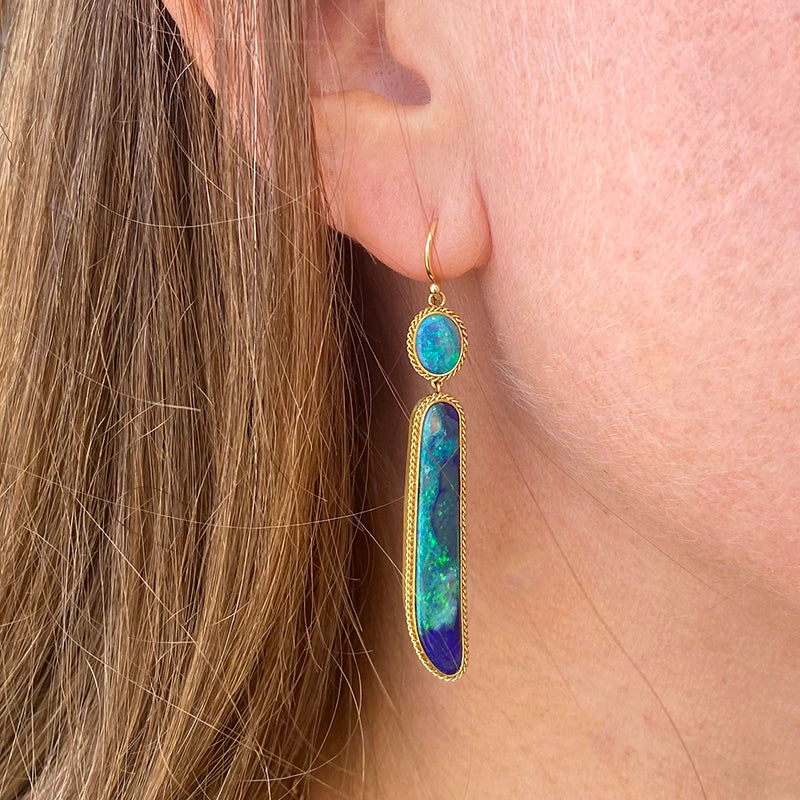 Amali 18k Black Opal Drop Earrings | Quadrum Gallery
