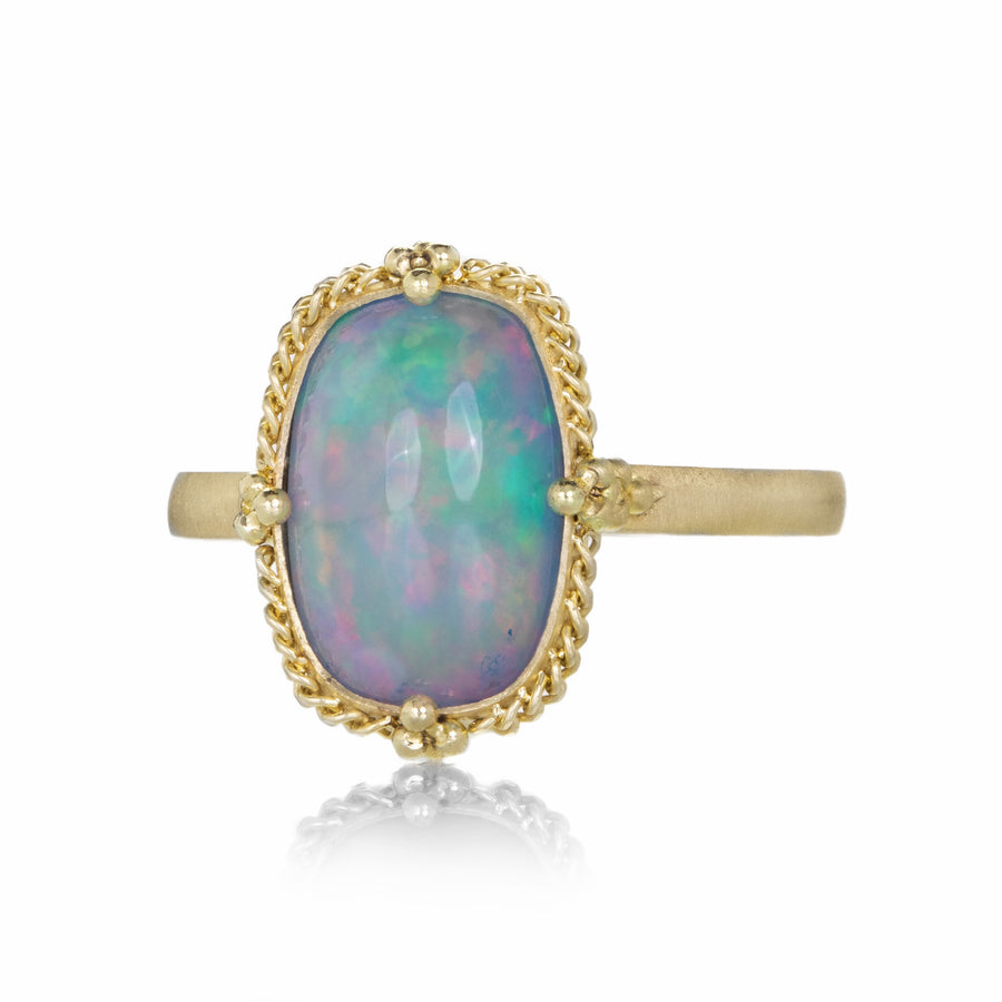 Amali 18k Elongated Cushion Shaped Ethiopian Opal Ring | Quadrum Gallery