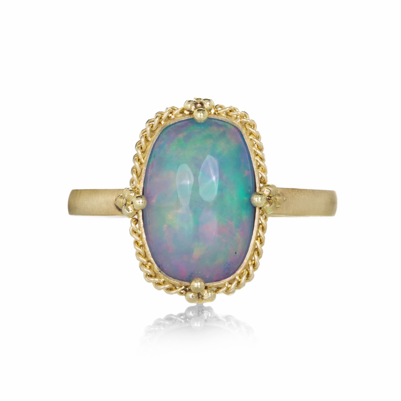 Amali 18k Elongated Cushion Shaped Ethiopian Opal Ring | Quadrum Gallery