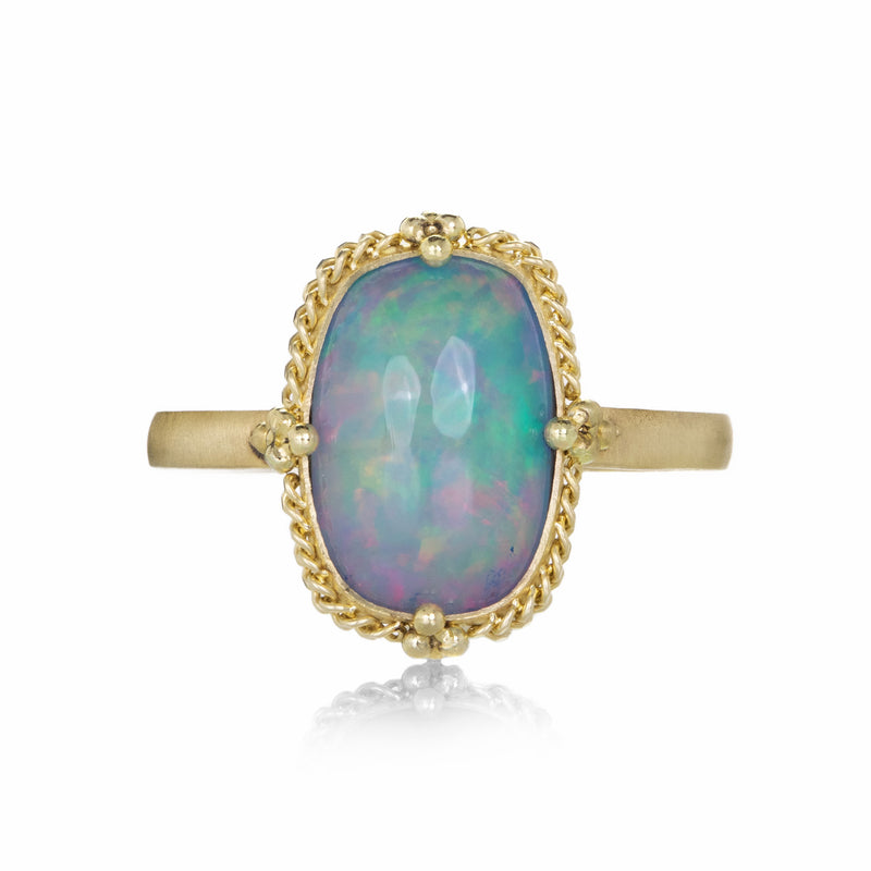 Amali 18k Elongated Cushion Shaped Ethiopian Opal Ring | Quadrum Gallery
