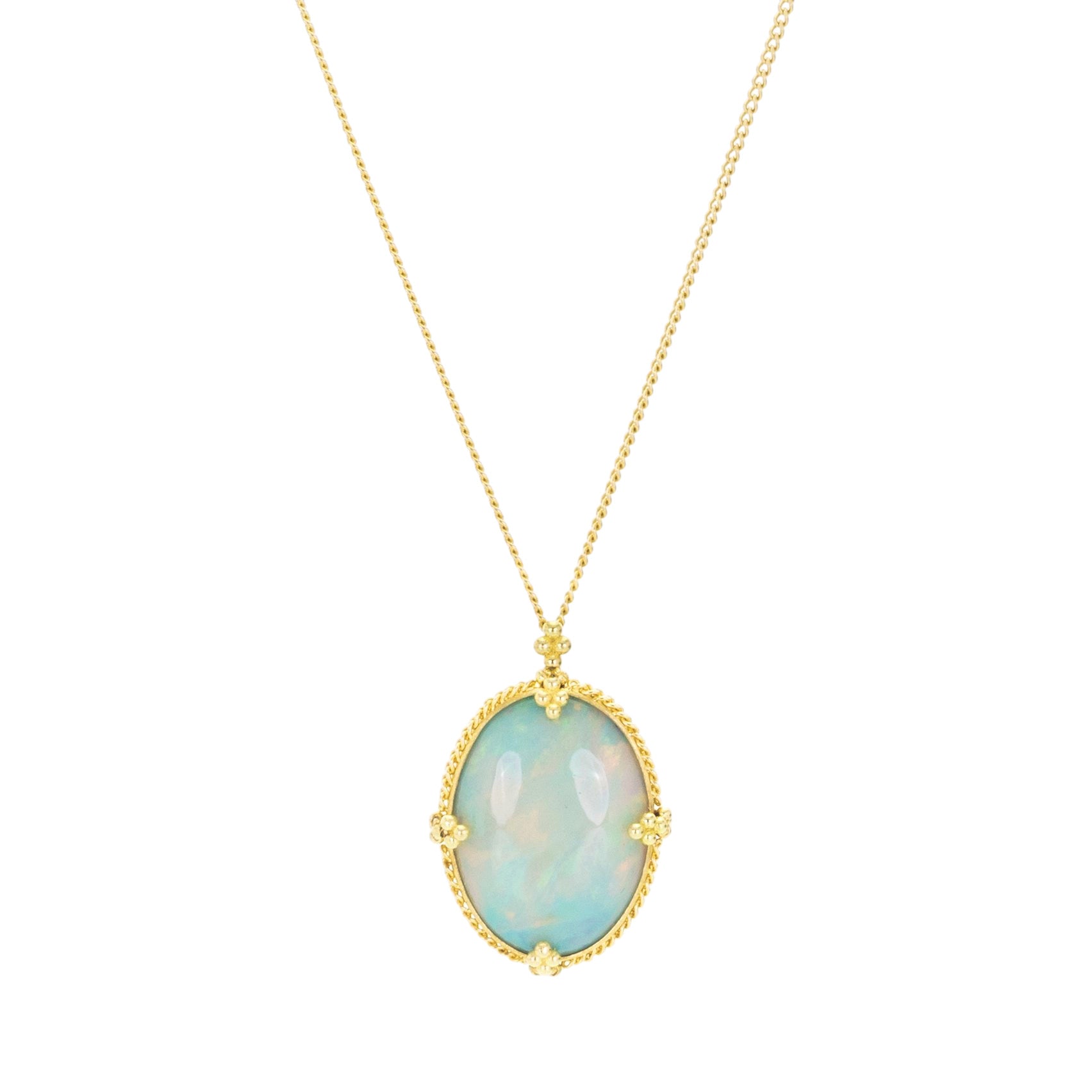Amali 18k Oval Ethiopian Opal Pendant Necklace | Quadrum Gallery