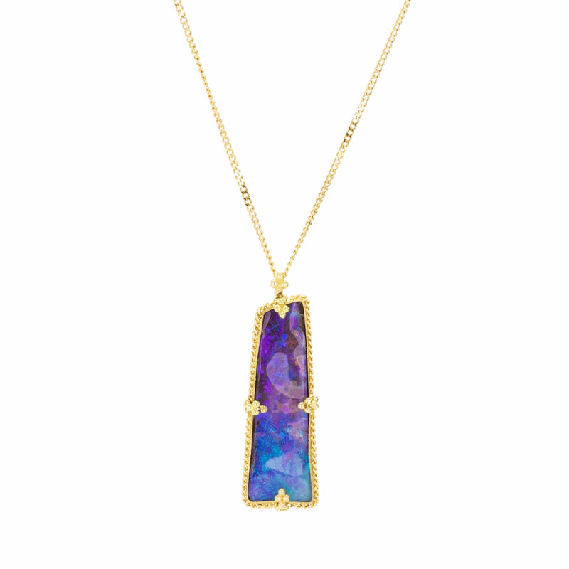 Amali Elongated Boulder Opal Pendant Necklace | Quadrum Gallery