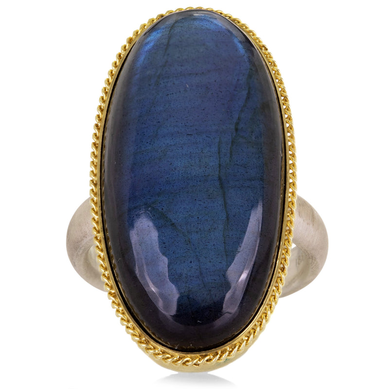 Amali Elongated Oval Labradorite Ring | Quadrum Gallery