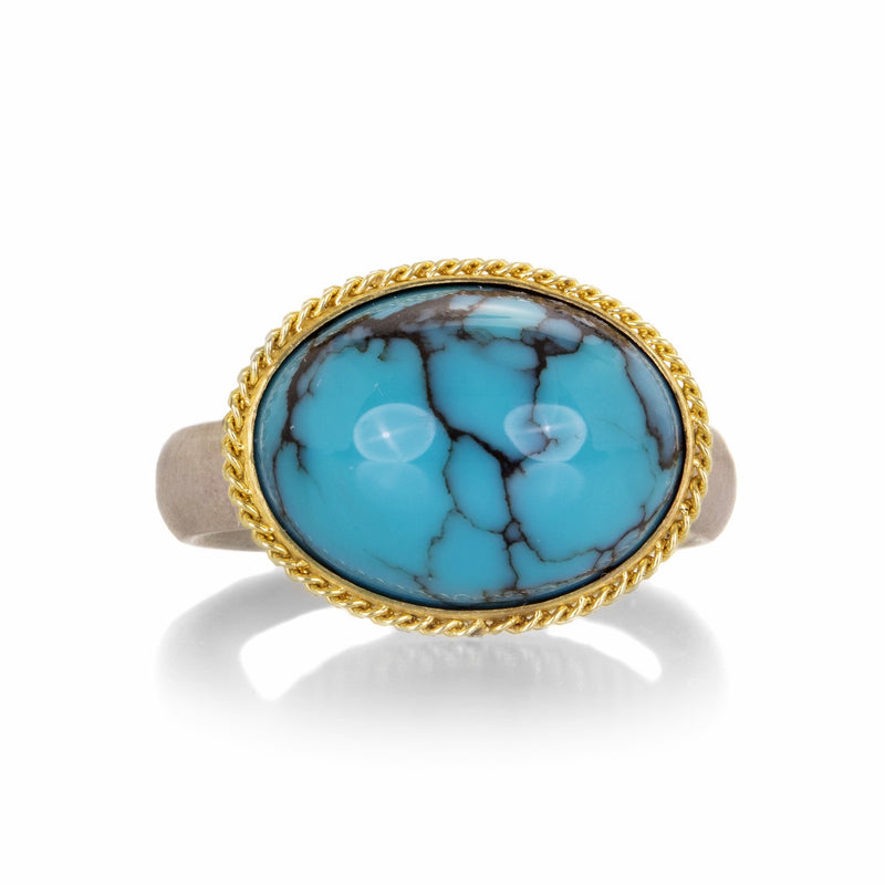 Amali Oval Mixed Metal Turquoise Ring | Quadrum Gallery
