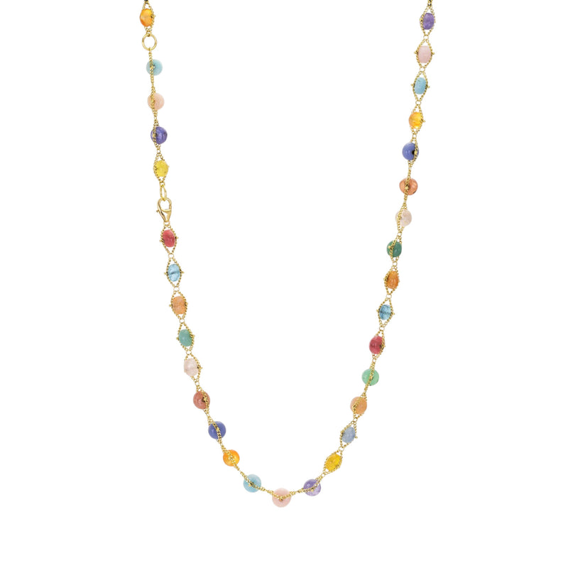 Amali Multicolored Gemstone Textile Necklace | Quadrum Gallery