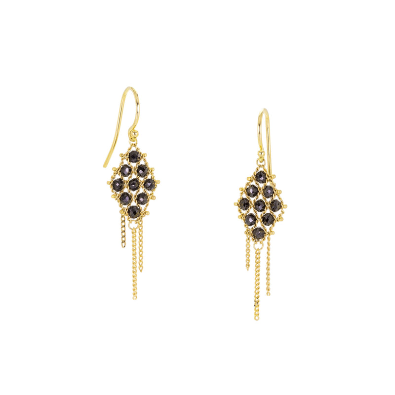 Amali Small Black Diamond Textile Drop Earrings | Quadrum Gallery