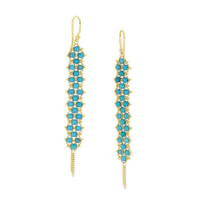 Amali Long Turquoise Textile Drop Earrings | Quadrum Gallery