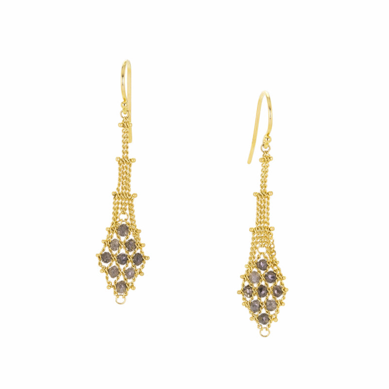 Amali 18k Gray Diamond Textile Drop Earrings | Quadrum Gallery