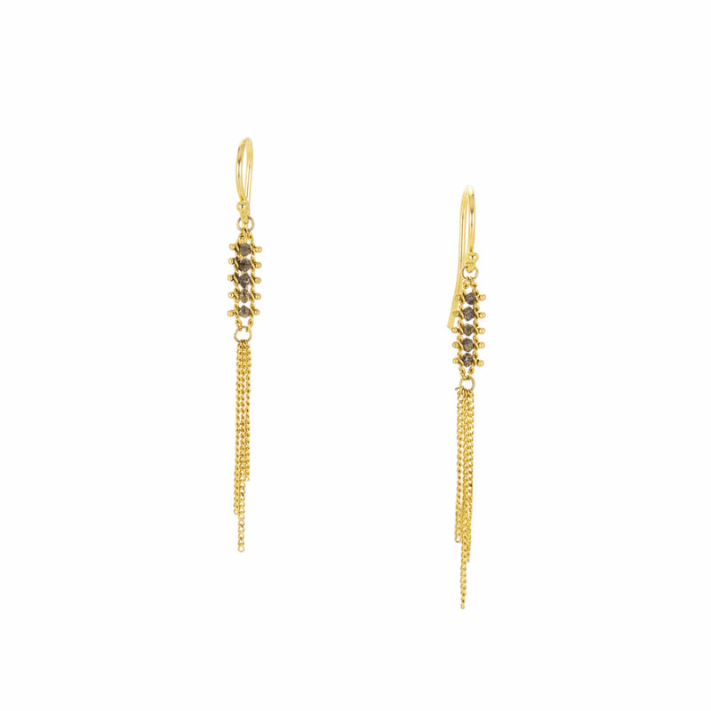 Amali Champagne Diamond Textile Tassel Earrings | Quadrum Gallery