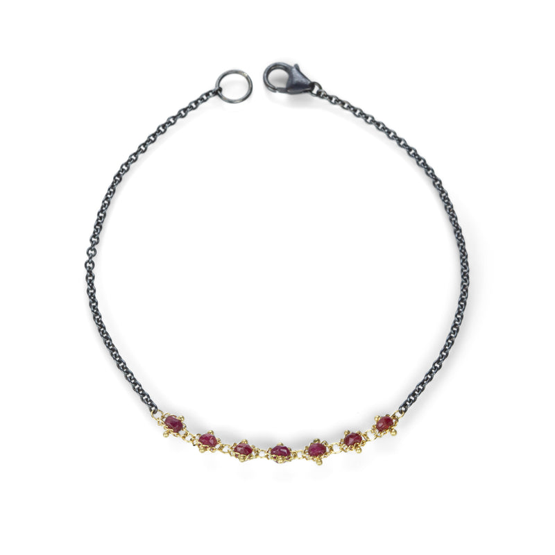 Amali Mixed Metal Ruby Textile Station Bracelet | Quadrum Gallery