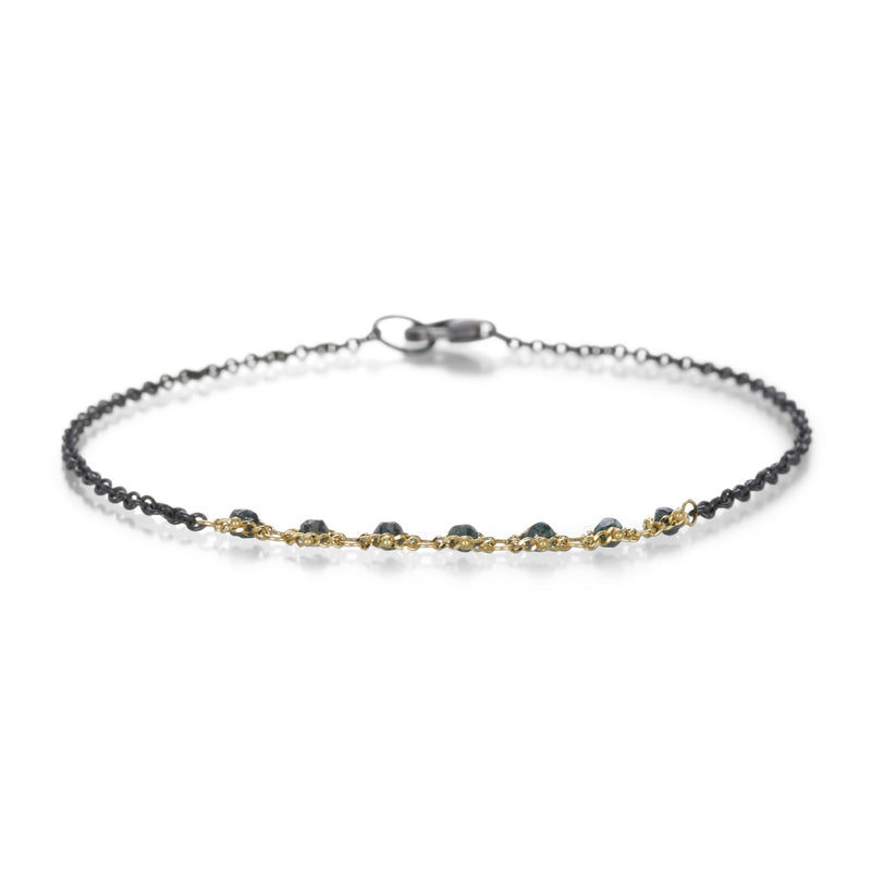 Amali Mixed Metal Blue Diamond Textile Station Bracelet | Quadrum Gallery