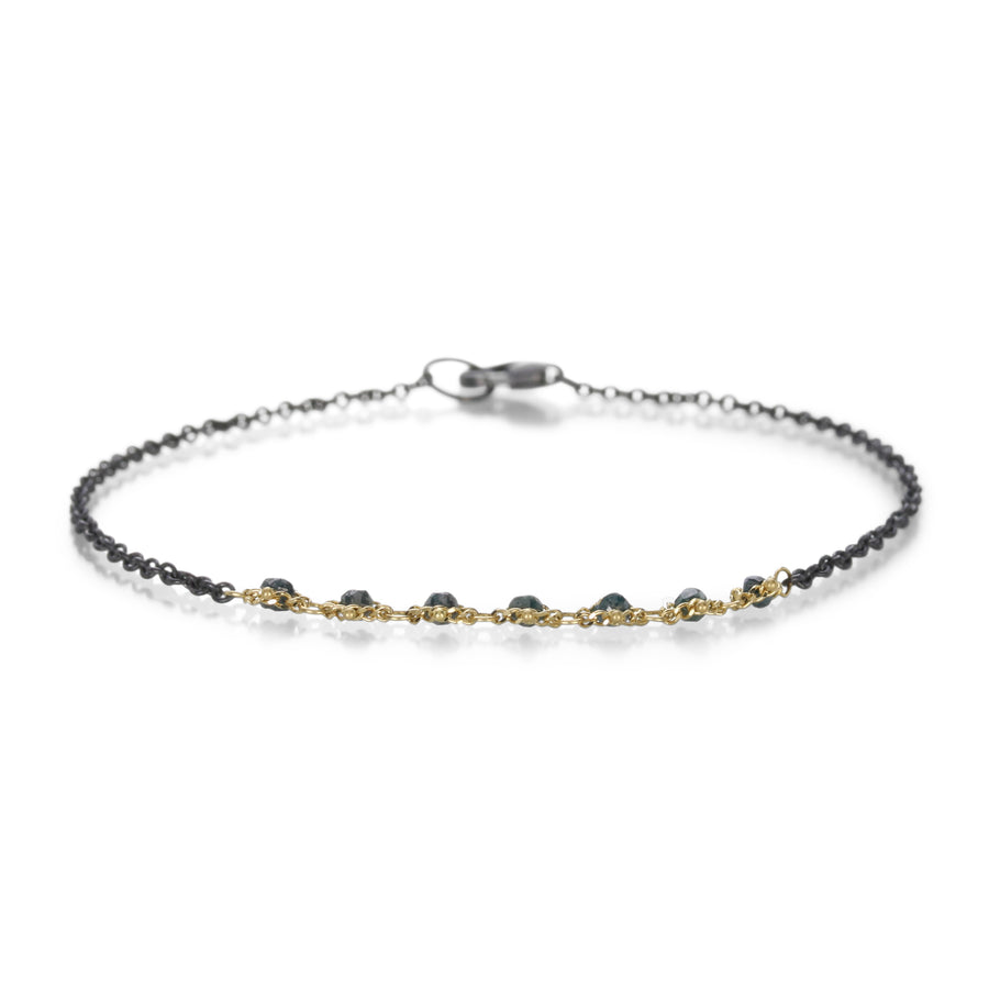 Amali Mixed Metal Blue Diamond Textile Station Bracelet | Quadrum Gallery