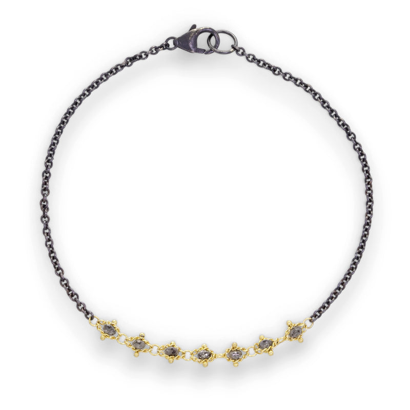 Amali Mixed Metal Gray Diamond Textile Bracelet | Quadrum Gallery