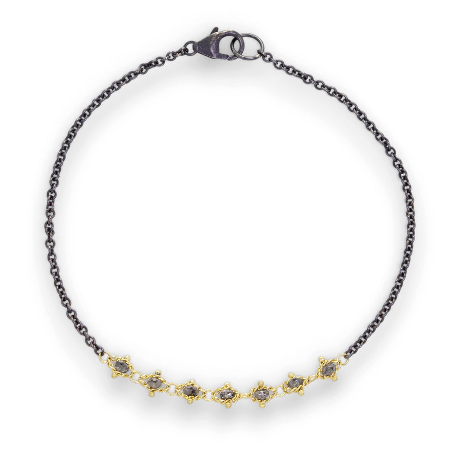 Amali Mixed Metal Gray Diamond Textile Bracelet | Quadrum Gallery