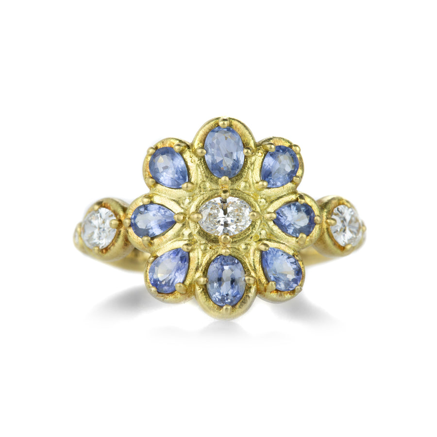 Adel Chefridi Mosaic Fleur Blue Sapphire and Diamond Ring  | Quadrum Gallery