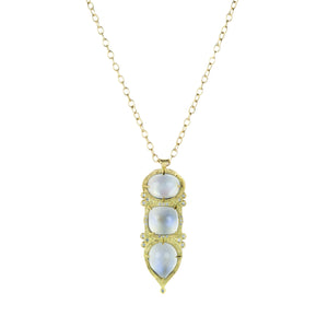 Adel Chefridi Vertical Three Moonstone Pendant Necklace  | Quadrum Gallery