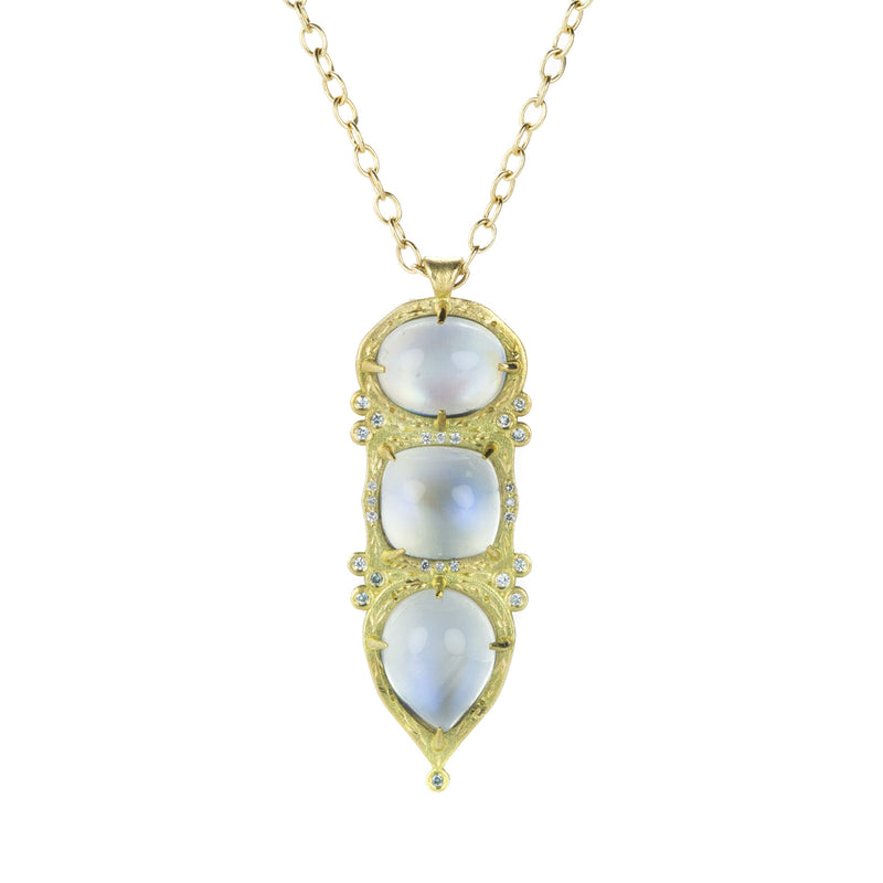 Adel Chefridi Vertical Three Moonstone Pendant Necklace  | Quadrum Gallery