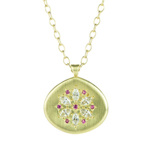 Adel Chefridi Wish Flower Diamond and Sapphire Pendant Necklace | Quadrum Gallery