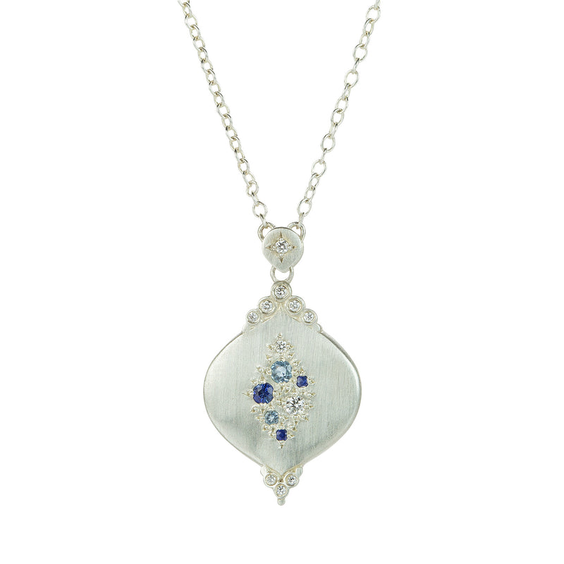 Adel Chefridi Sapphire and Aquamarine Raindrop Necklace  | Quadrum Gallery