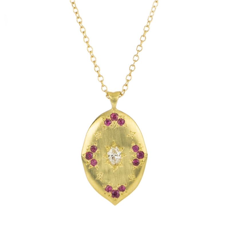 Adel Chefridi Ruby and Diamond Sand Dollar Pendant Necklace | Quadrum Gallery