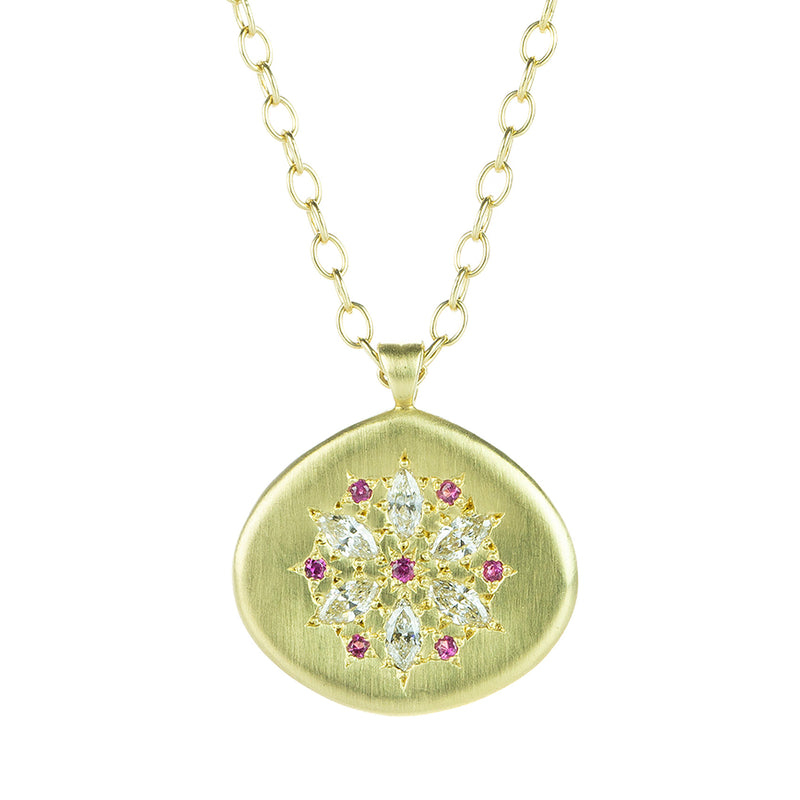 Adel Chefridi Sapphire and Diamond Wish Flower Pendant Necklace | Quadrum Gallery