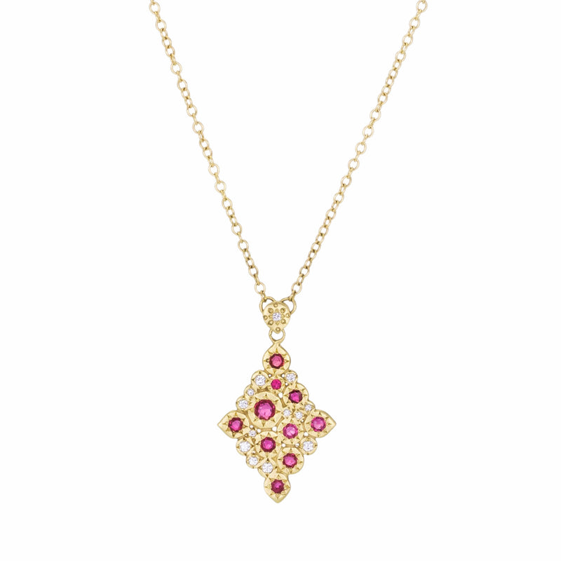 Adel Chefridi Ruby Mosaic Cluster Pendant Necklace | Quadrum Gallery
