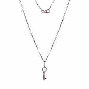 Acanthus Oxidized Silver Round Key Pendant Necklace | Quadrum Gallery