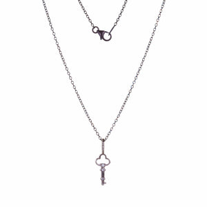 Acanthus Oxidized Silver Clover Key Pendant Necklace | Quadrum Gallery