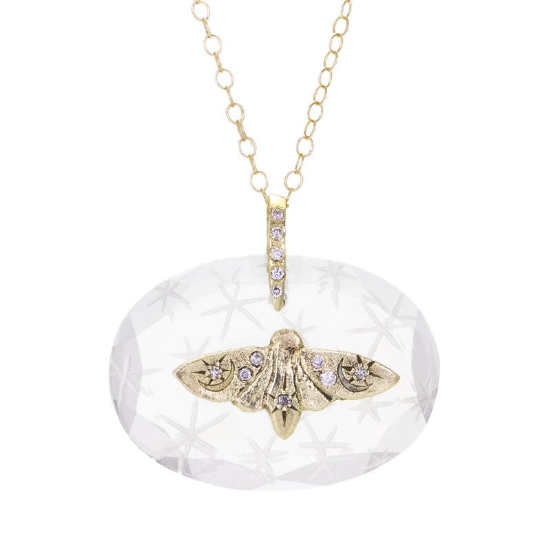 Acanthus Stellar Sky Moth Quartz Pendant Necklace | Quadrum Gallery