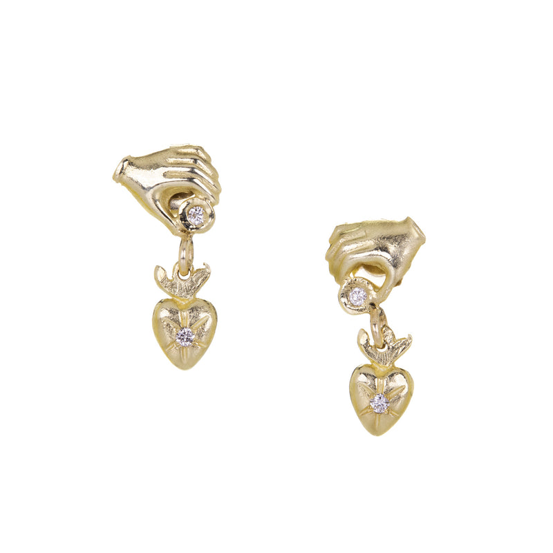 Acanthus Hand & Heart Drop Studs | Quadrum Gallery