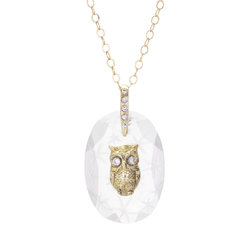 Acanthus Stellar Sky Owl Quartz Pendant Necklace | Quadrum Gallery